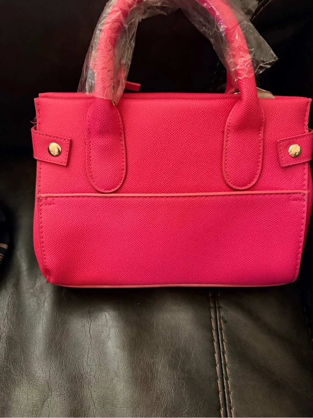 bebe Hot Pink Satchel with Gold Hardware